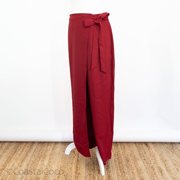 Halara Wrap Pants M Red High Waist Tie Side Wide Leg Office Work Career Holiday - Picture 3 of 9